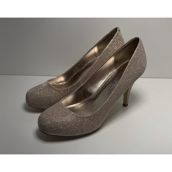 Madden Girl Shoes - Madden Girl Metallic Gold Silver Glitter‎ Heels Pumps Size 8.5 Round Toe 3.5"